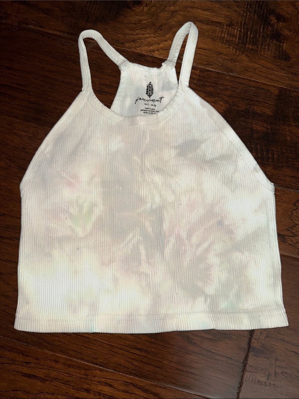 Free People Cropped Ribbed Halter Tank Tops in Yellow, Pink, White, Tie-Dye - Picture 5 of 6